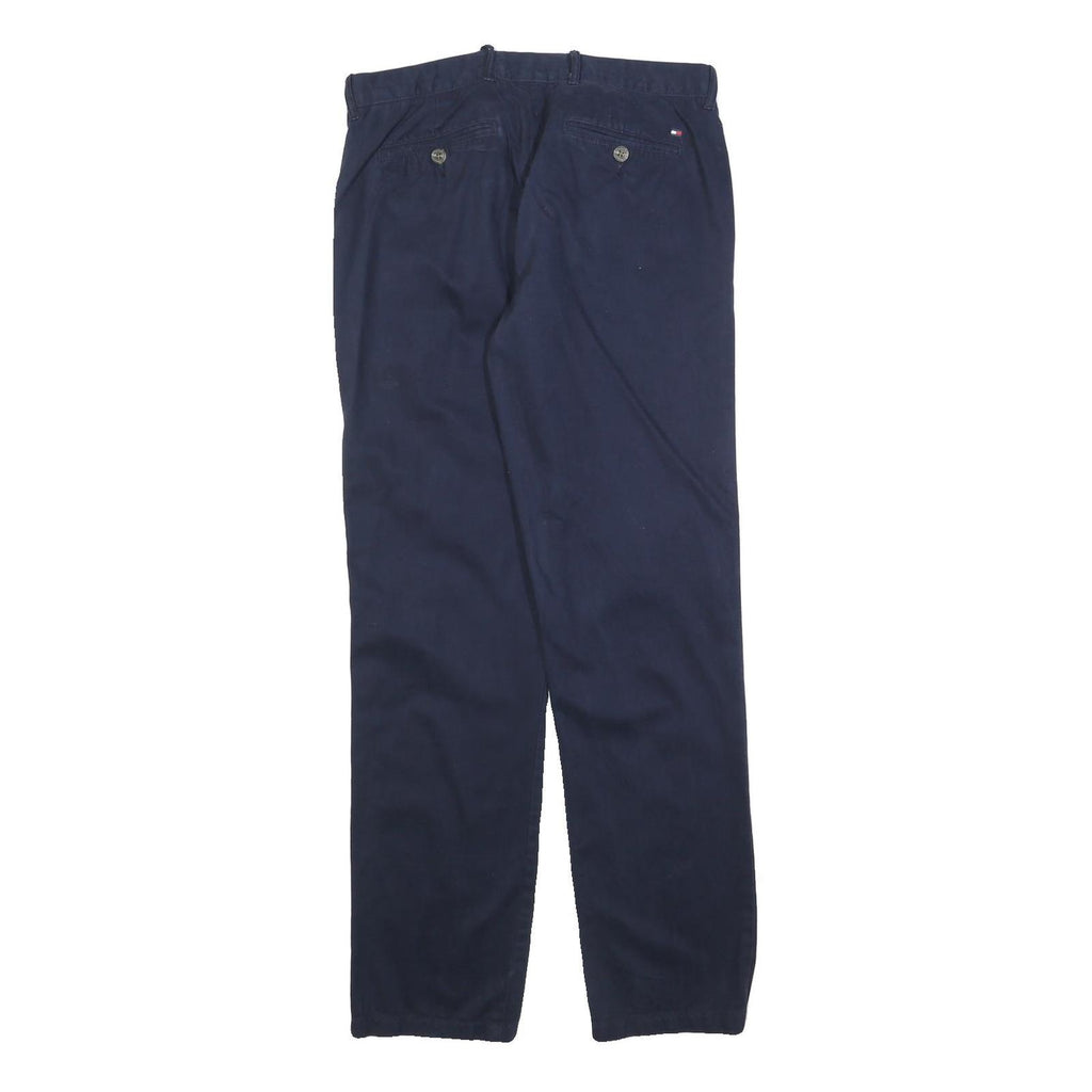TOMMY HILFIGER Mens Cotton Blend Navy Blue Regular Fit Straight Trousers W30 L32