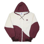 WINDLESS Mens Burgundy & Cream Hooded Nylon Jacket L Zip Casual Outerwear