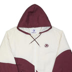 WINDLESS Mens Burgundy & Cream Hooded Nylon Jacket L Zip Casual Outerwear