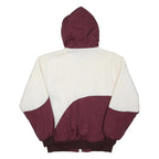 WINDLESS Mens Burgundy & Cream Hooded Nylon Jacket L Zip Casual Outerwear