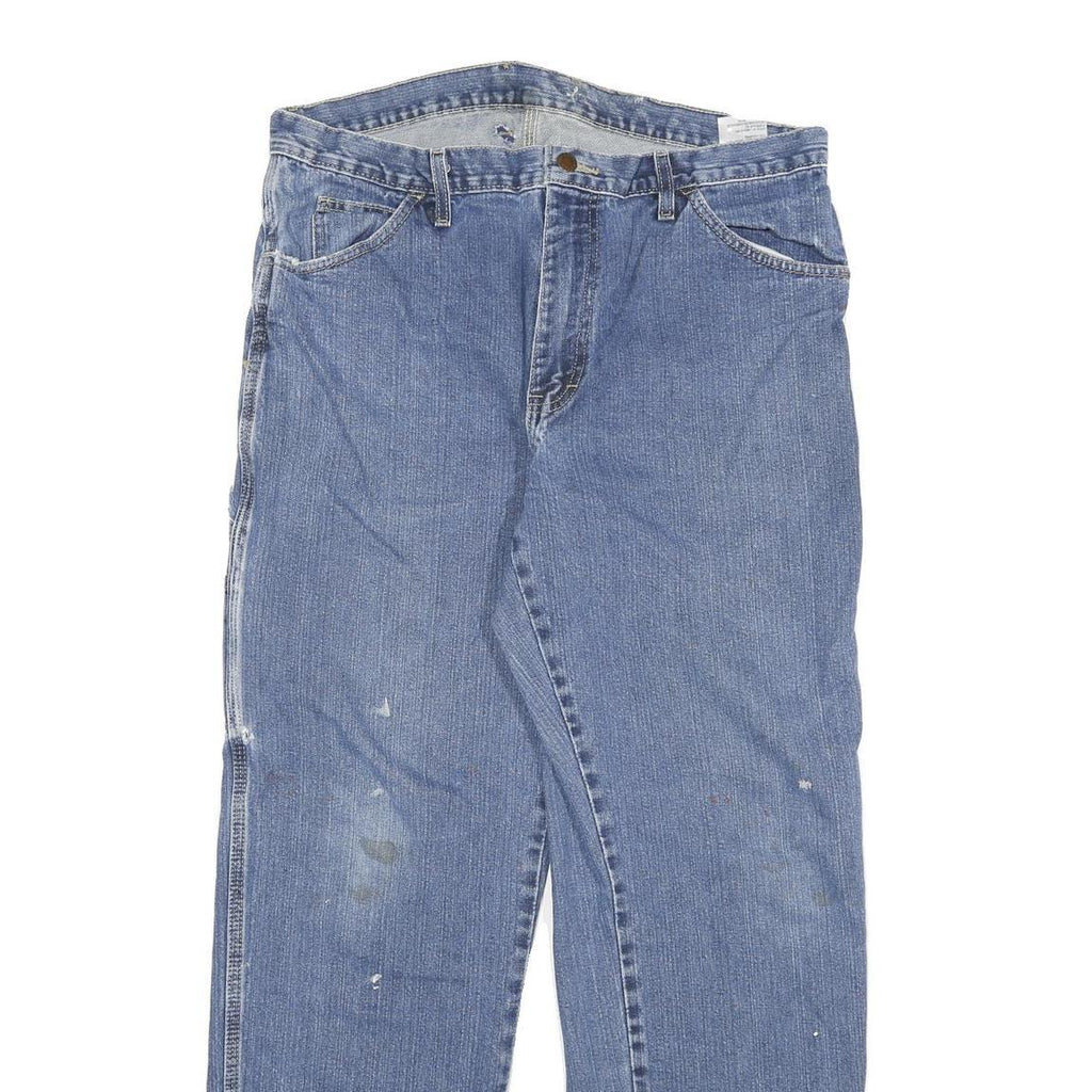 DICKIES Mens Regular Blue Denim Jeans W34 L29 Workwear Casual Cotton Blend Zip