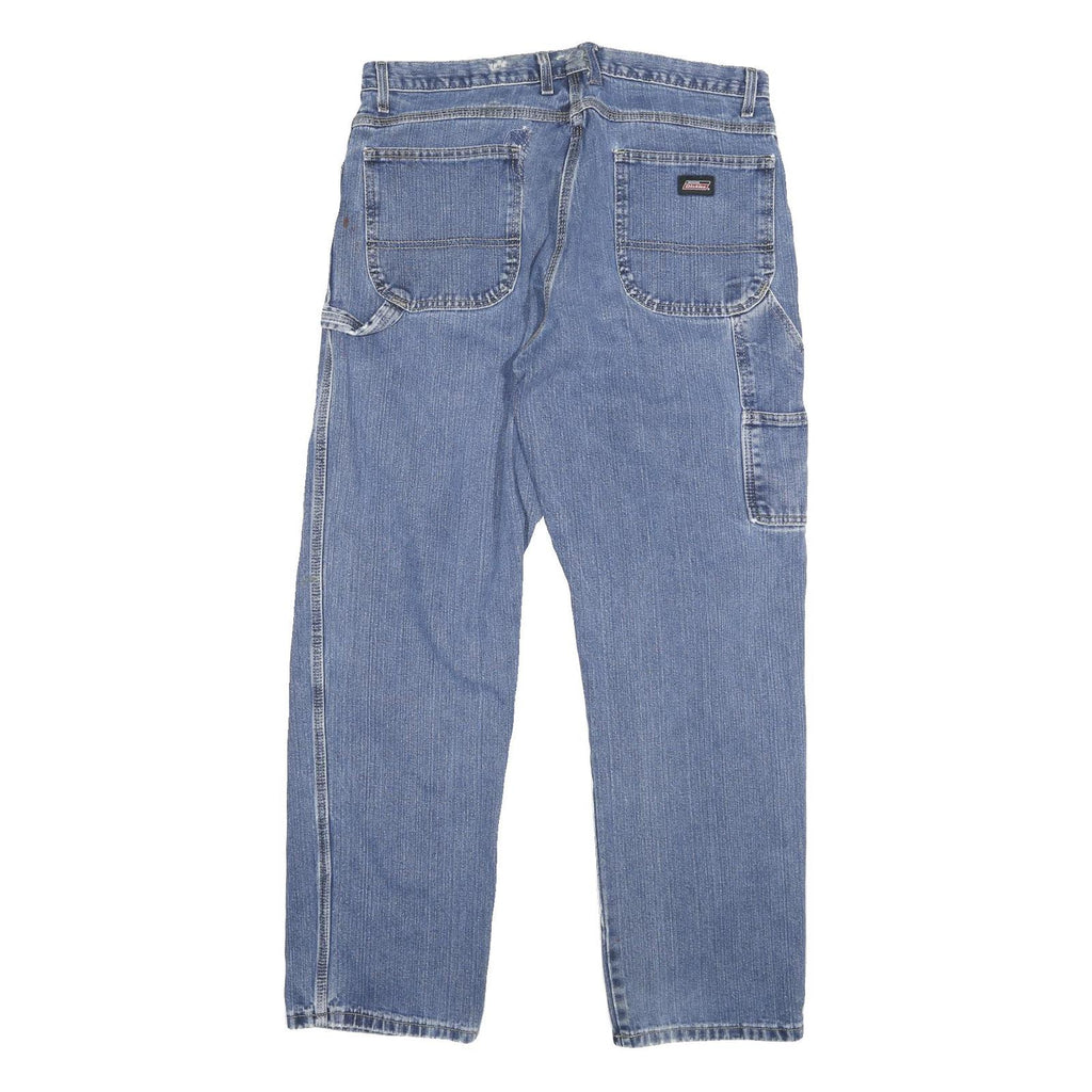 DICKIES Mens Regular Blue Denim Jeans W34 L29 Workwear Casual Cotton Blend Zip