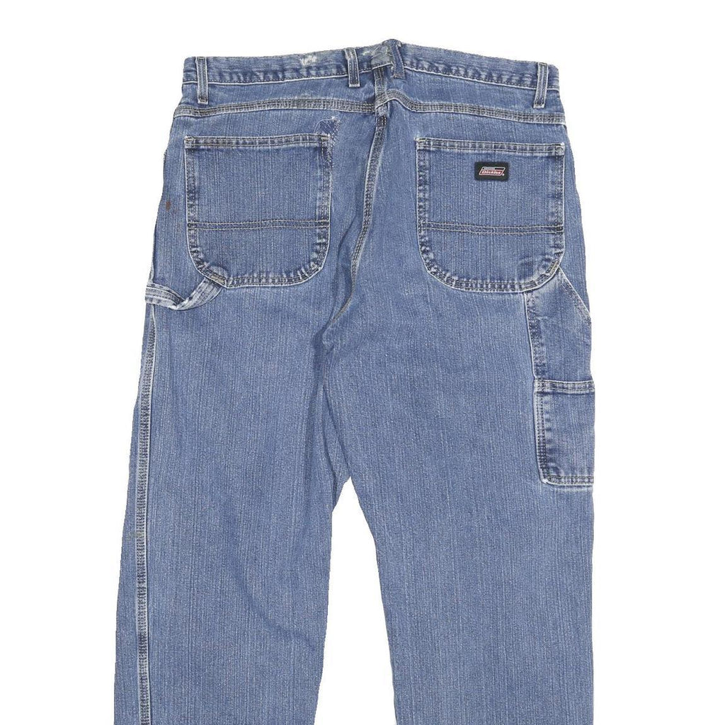 DICKIES Mens Regular Blue Denim Jeans W34 L29 Workwear Casual Cotton Blend Zip