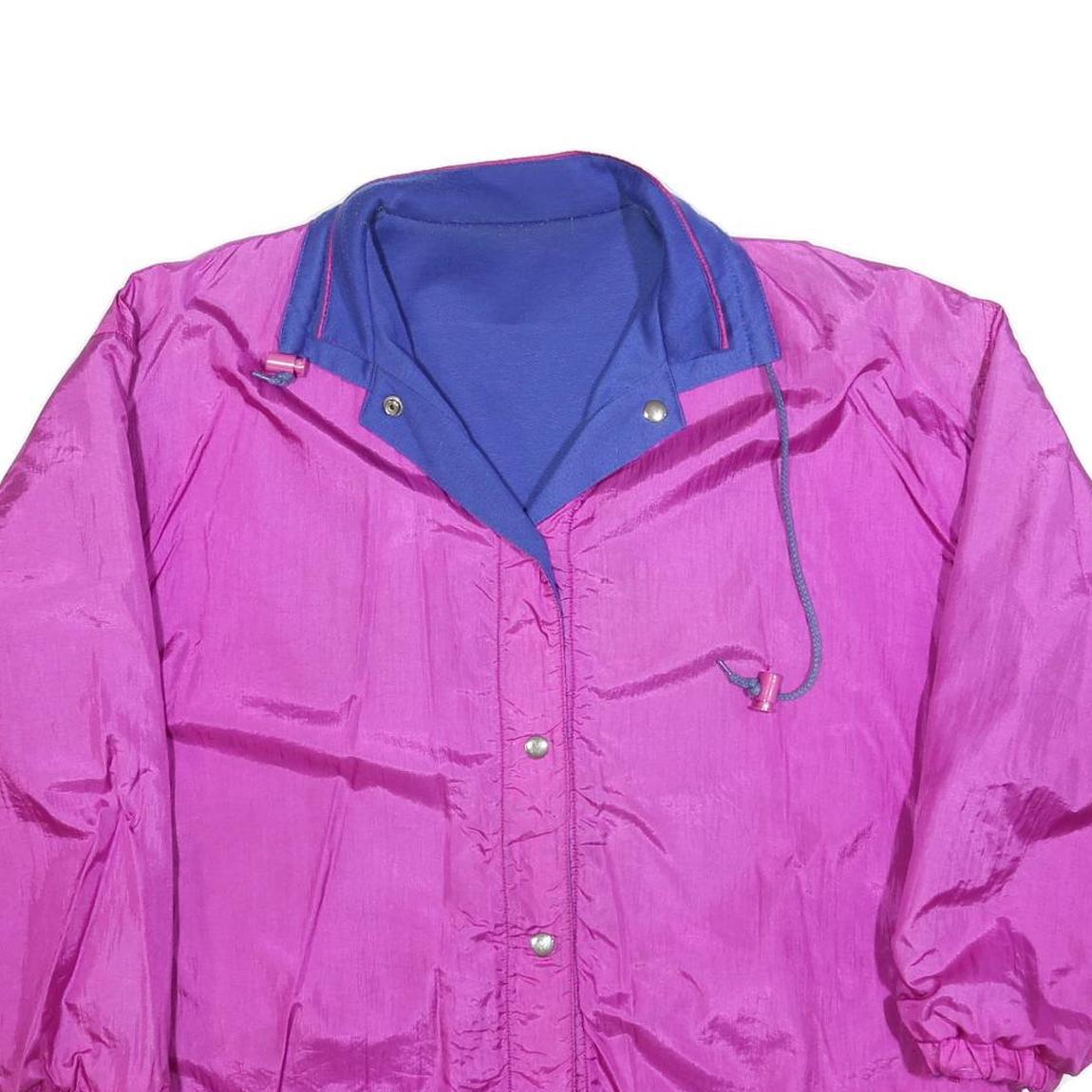 Womens Pink & Blue Plain Button Jacket L Polyester Blend Relaxed Fit Lightweight