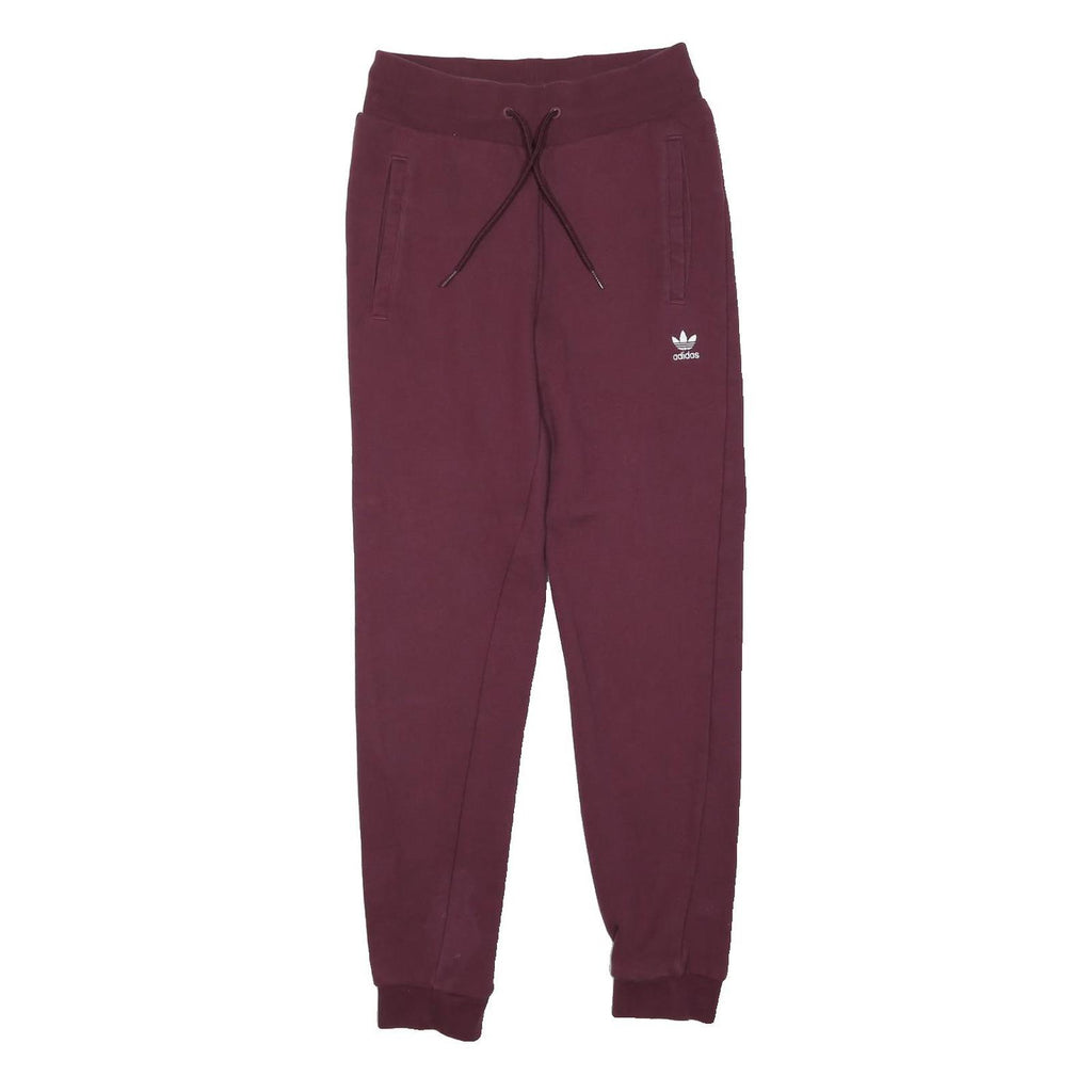 ADIDAS ORIGINALS Womens Joggers Maroon Slim Tapered XS W25 L25 Cotton Blend