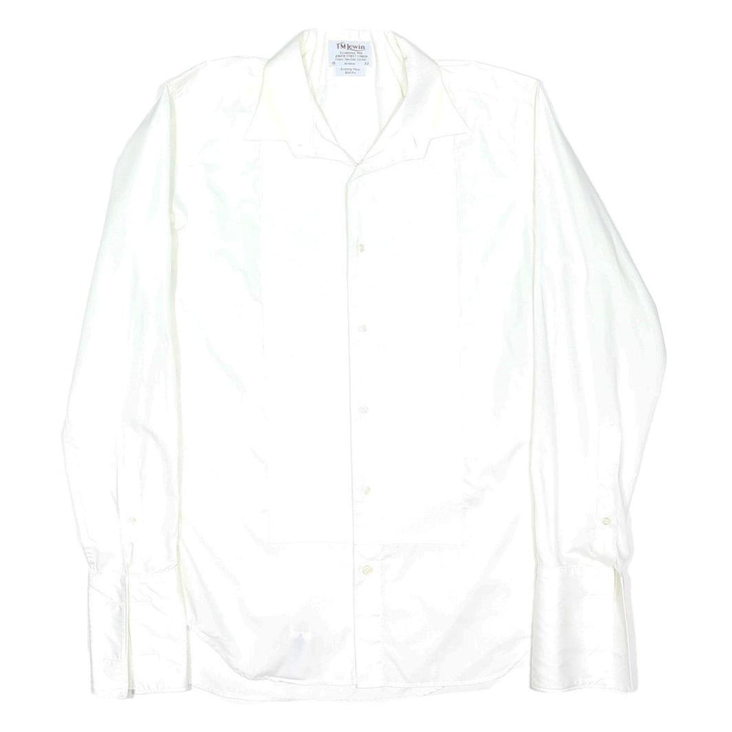 TJ LEWIN Mens White Evening Shirt M Long Sleeve Cotton Blend Formal Classic