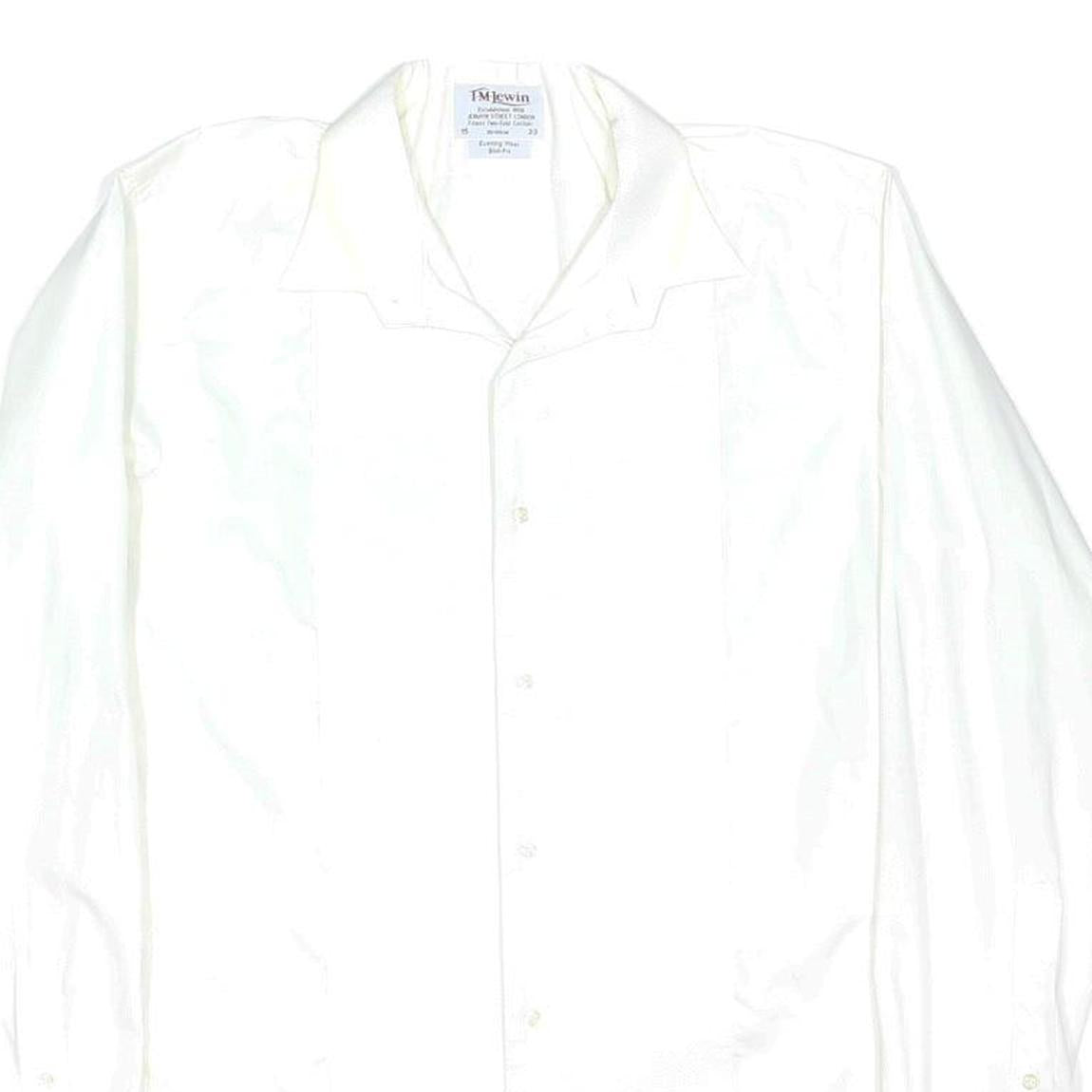 TJ LEWIN Mens White Evening Shirt M Long Sleeve Cotton Blend Formal Classic