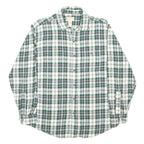 BLUE MOUNTAIN Mens Green & White Check Shirt L Cotton Long Sleeve Casual
