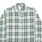 BLUE MOUNTAIN Mens Green & White Check Shirt L Cotton Long Sleeve Casual