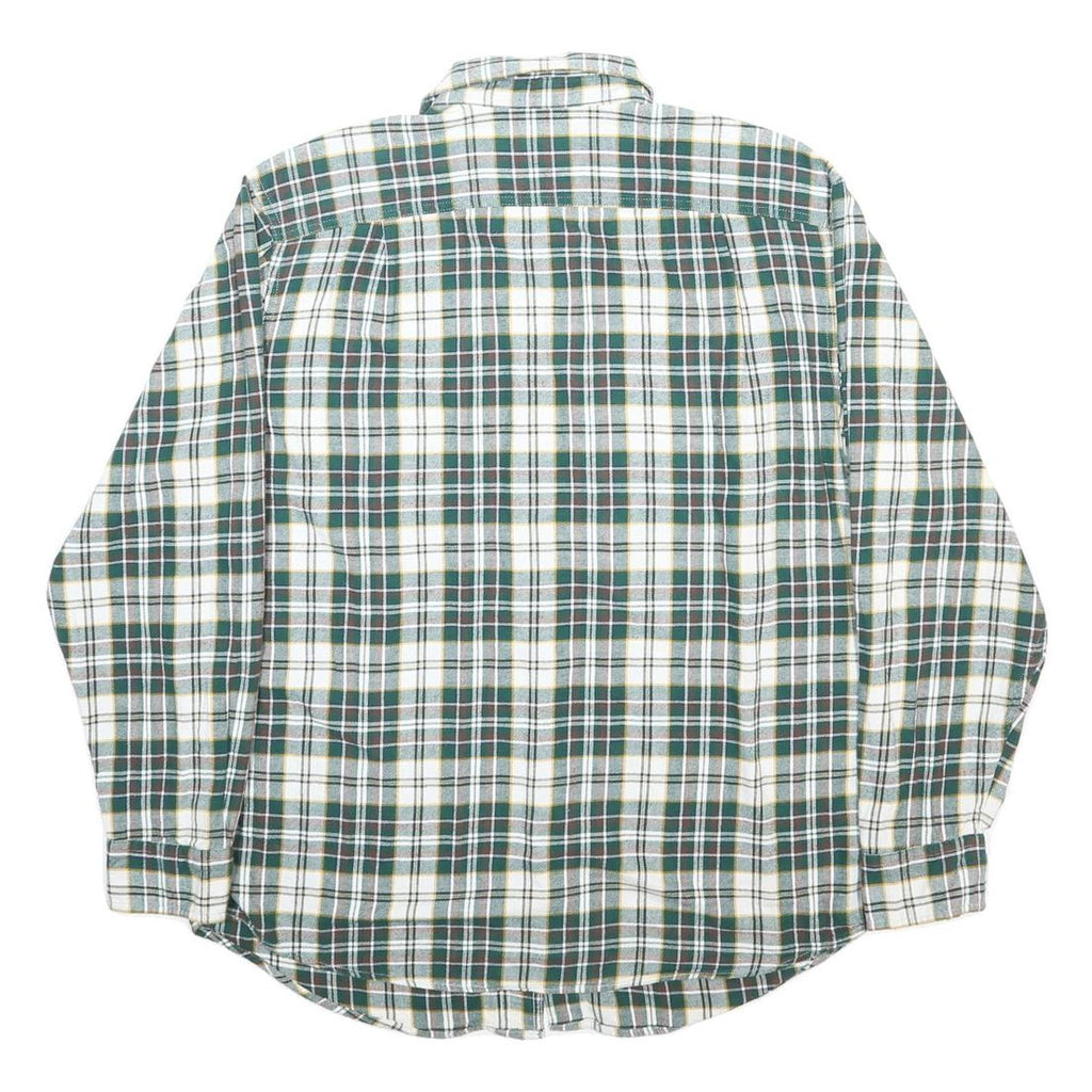 BLUE MOUNTAIN Mens Green & White Check Shirt L Cotton Long Sleeve Casual