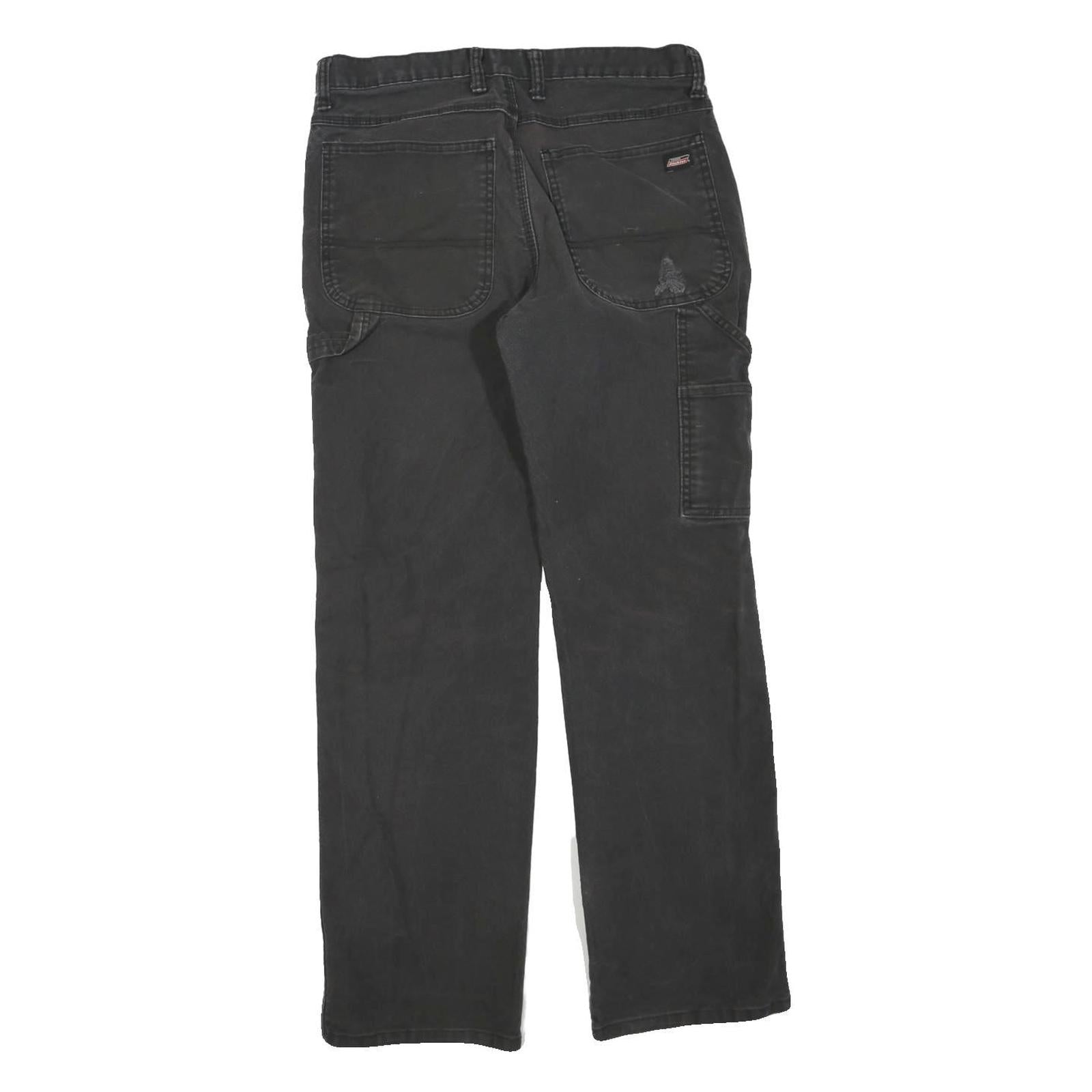 DICKIES Womens Black Regular Fit Straight Cotton Blend Jeans W32 L32 Workwear