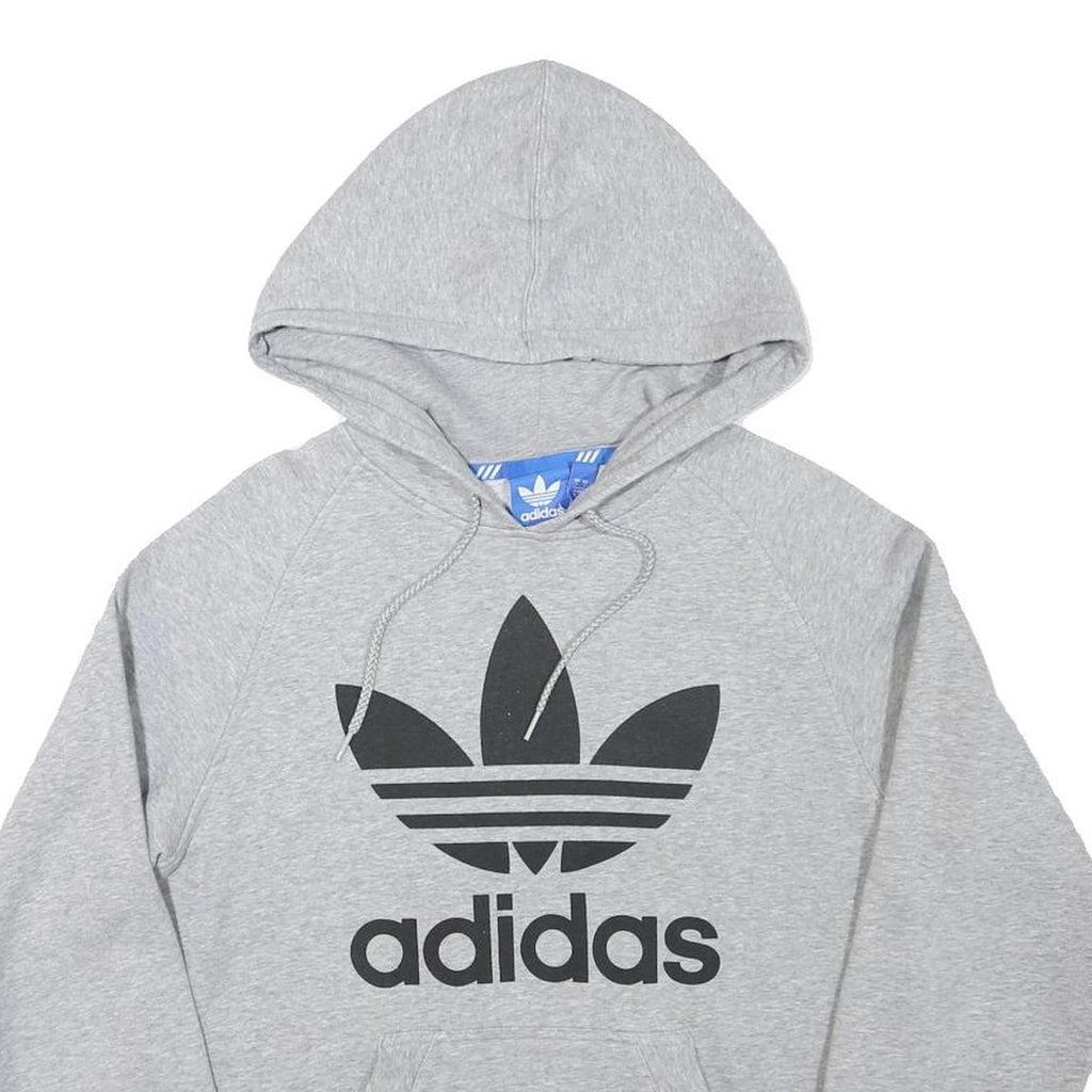 ADIDAS Mens Grey Hoodie S Cotton Blend Pullover Casual