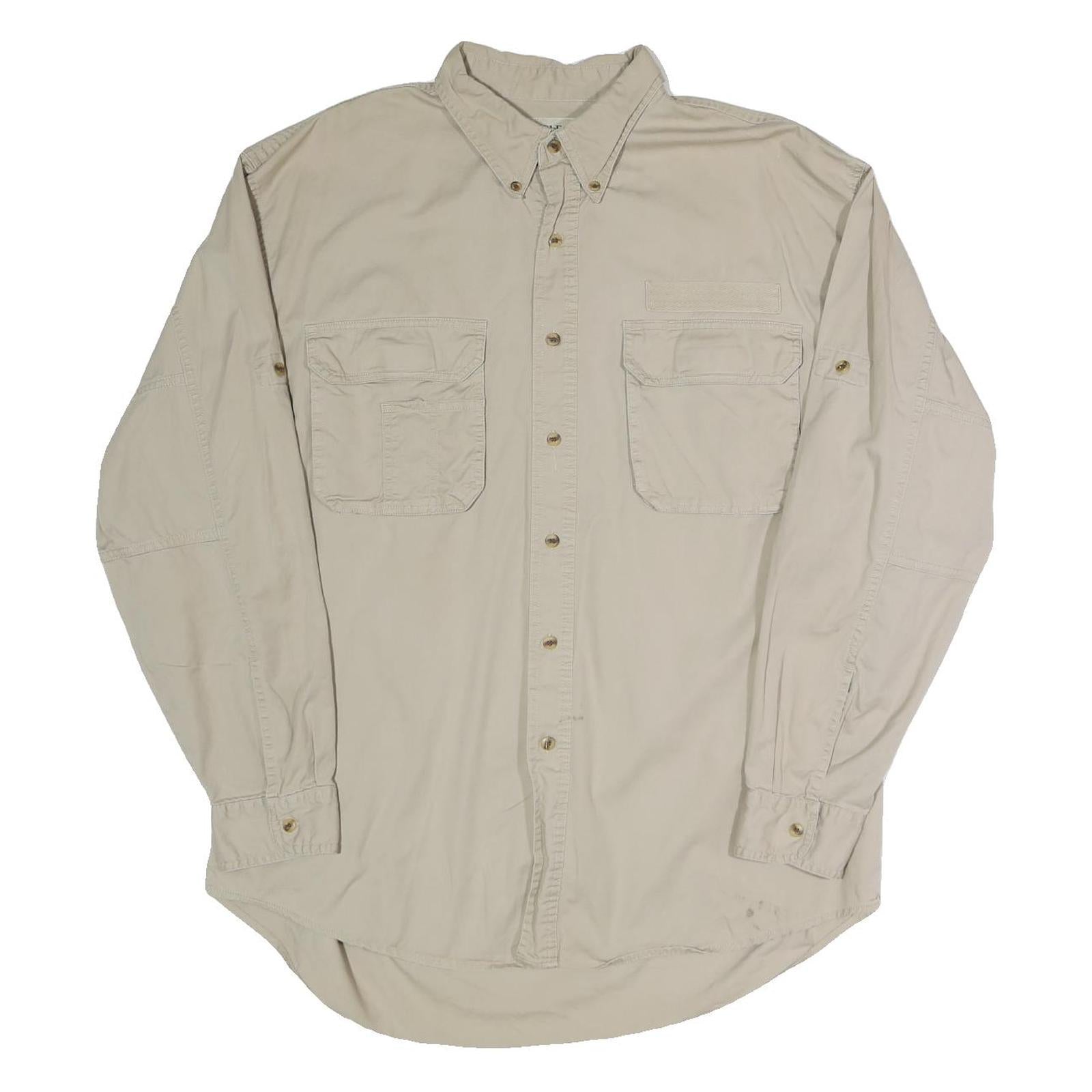 BUGLE BOY Mens Beige Casual Shirt XL Cotton Blend Button Front Pockets