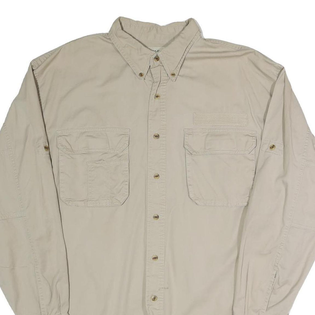 BUGLE BOY Mens Beige Casual Shirt XL Cotton Blend Button Front Pockets