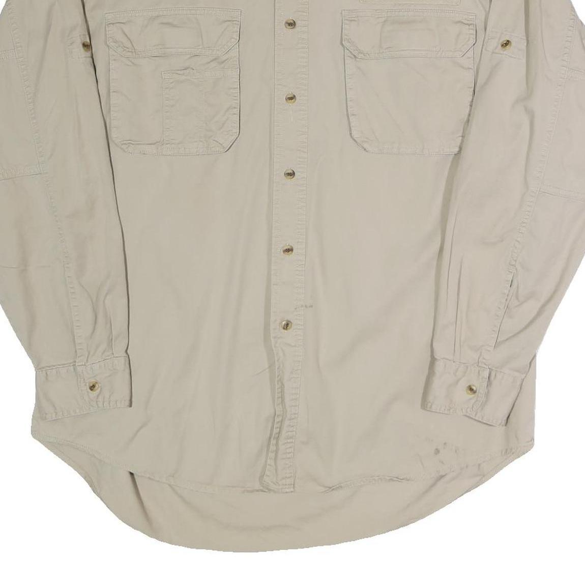 BUGLE BOY Mens Beige Casual Shirt XL Cotton Blend Button Front Pockets