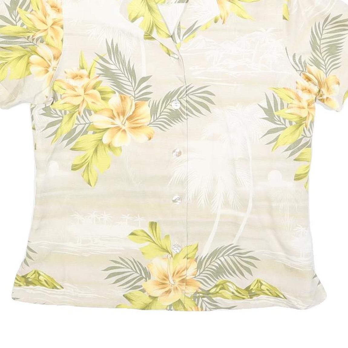 TOMMY BAHAMA Womens Cream & Yellow Printed Shirt Short Sleeve Collared S Silk