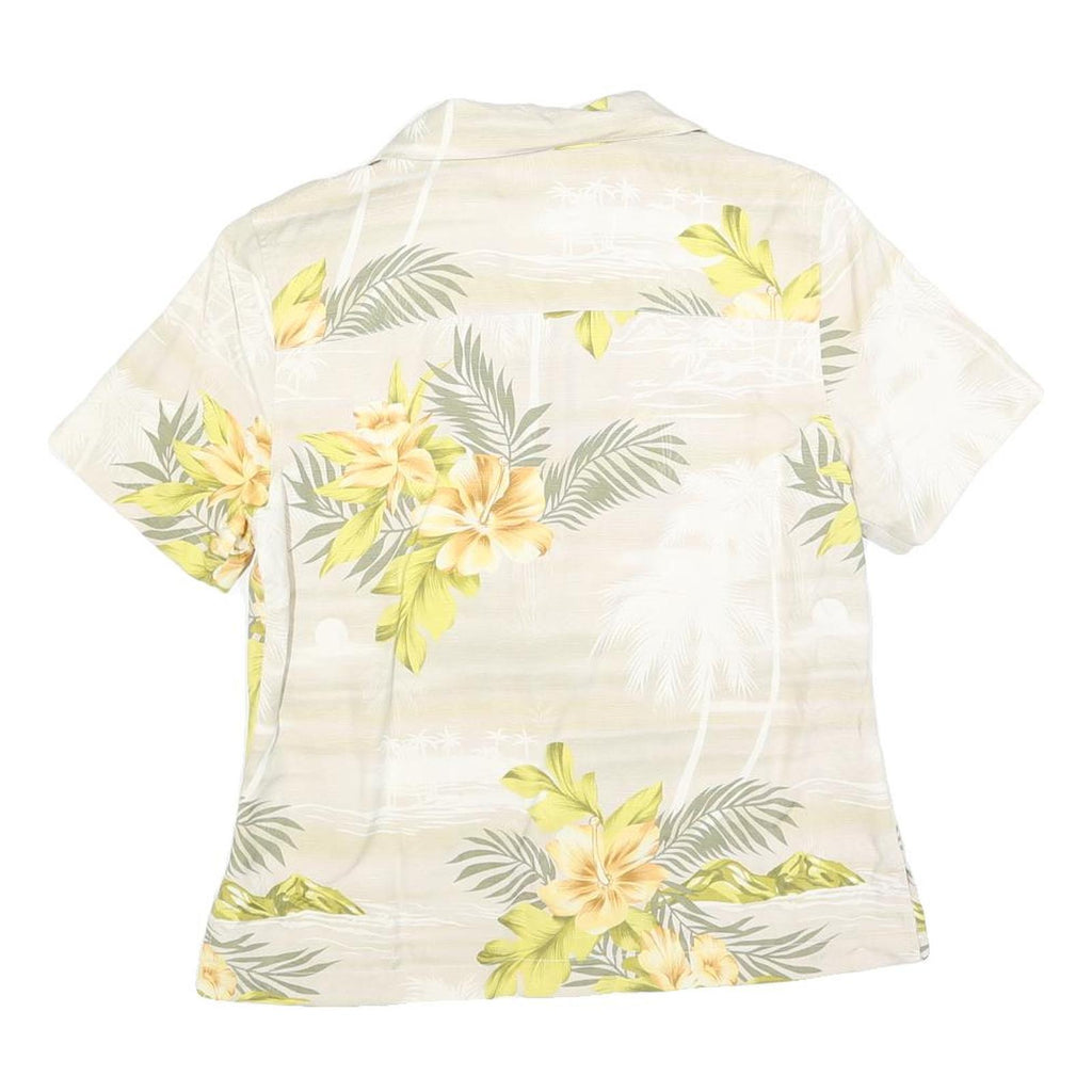 TOMMY BAHAMA Womens Cream & Yellow Printed Shirt Short Sleeve Collared S Silk