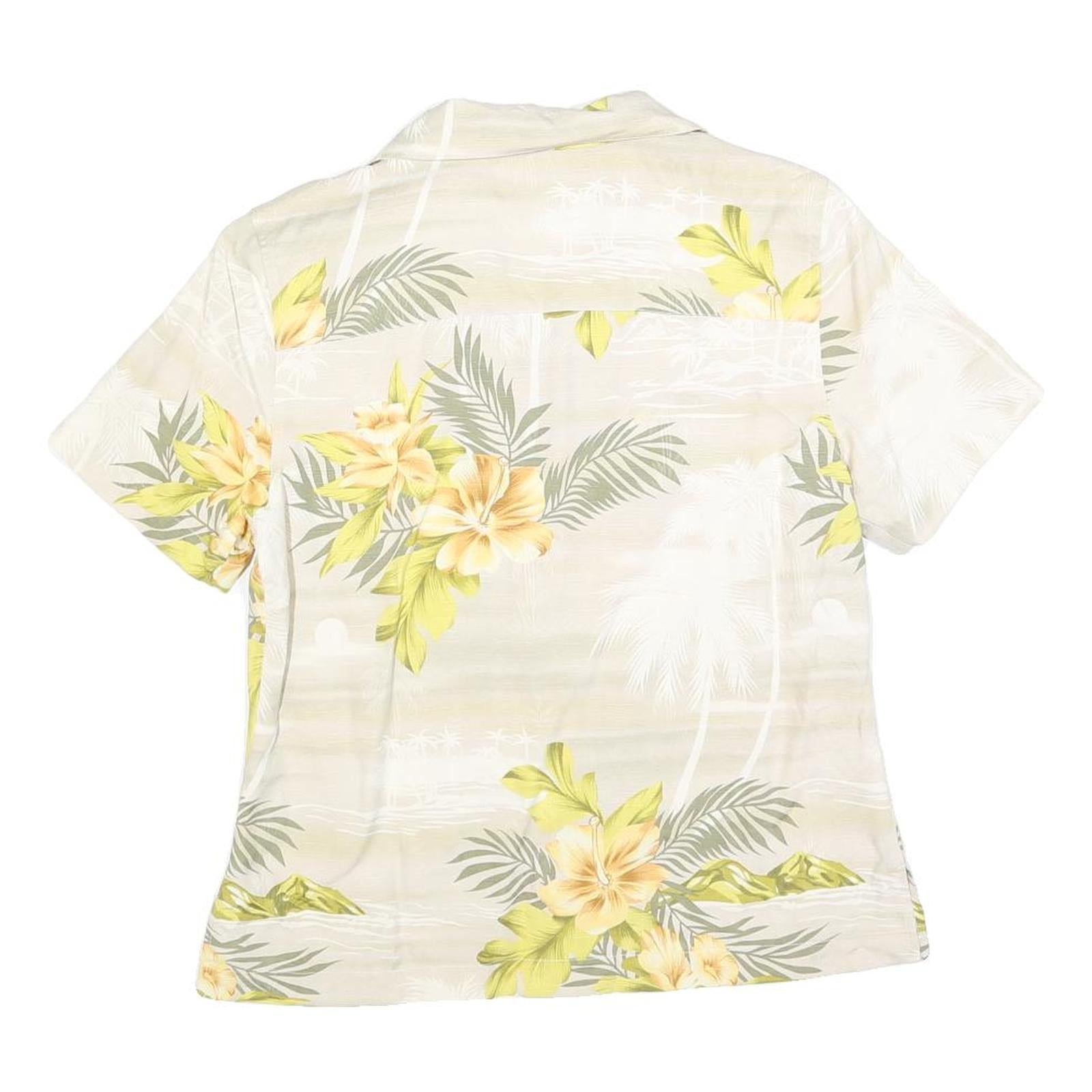 TOMMY BAHAMA Womens Cream & Yellow Printed Shirt Short Sleeve Collared S Silk