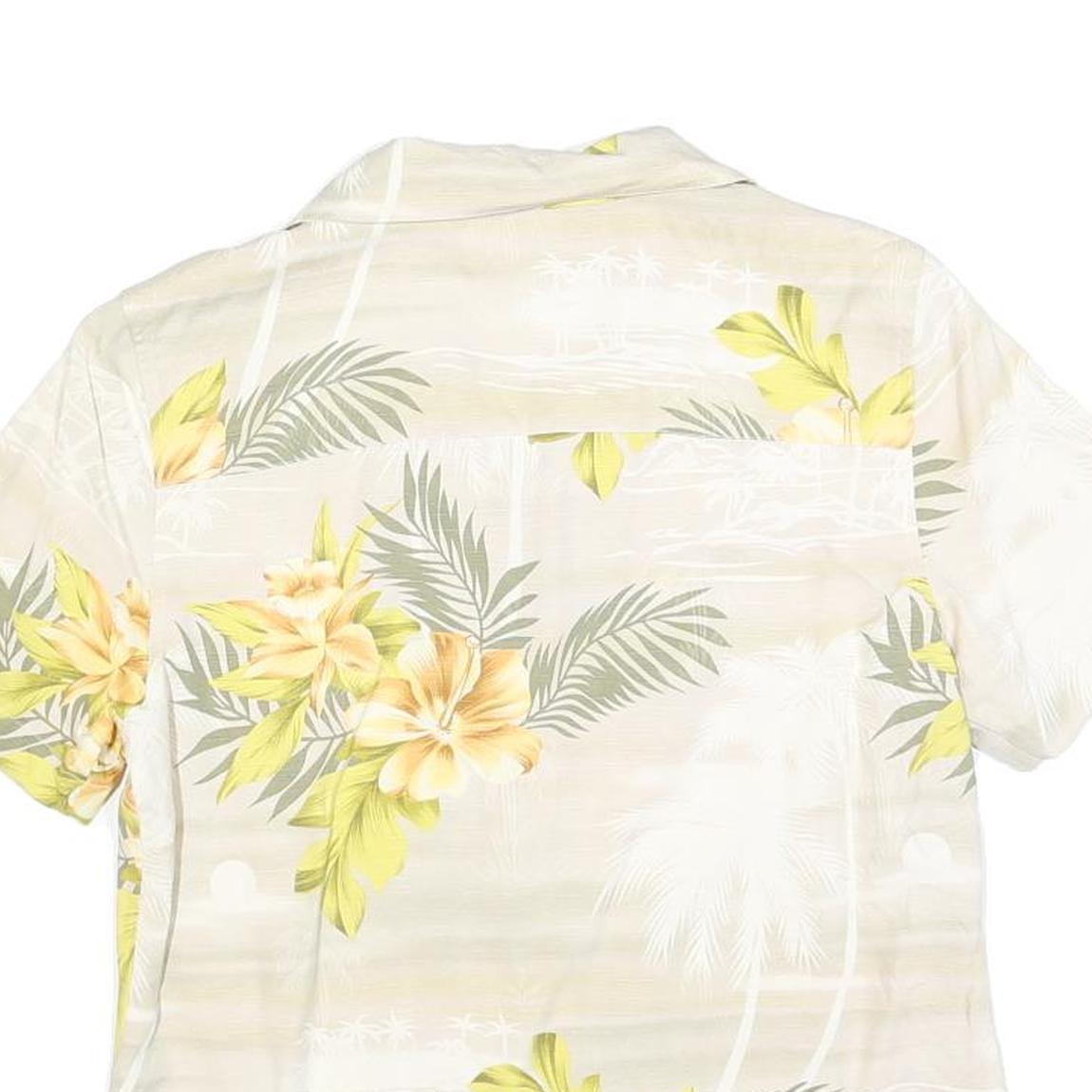 TOMMY BAHAMA Womens Cream & Yellow Printed Shirt Short Sleeve Collared S Silk