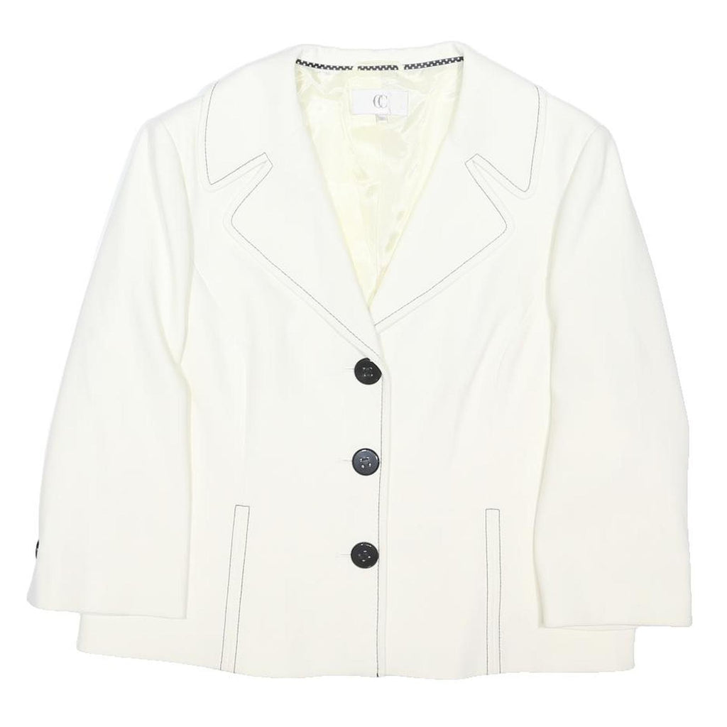 CC Womens White Jacket UK 18 Polyester Blend Button Classic Formal
