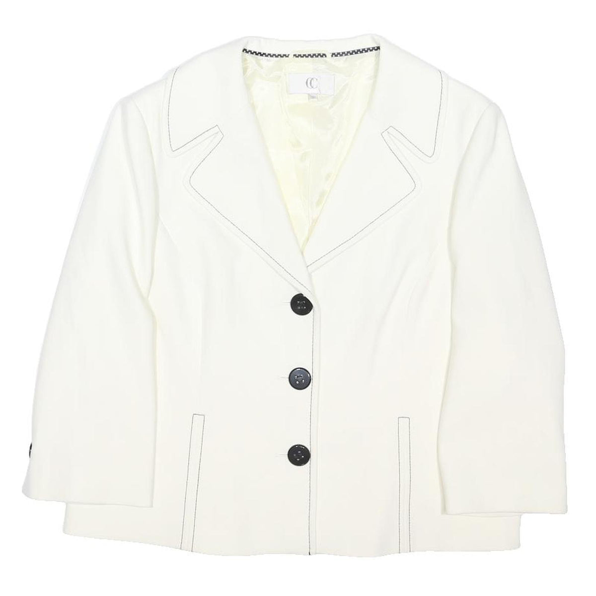 CC Womens White Jacket UK 18 Polyester Blend Button Classic Formal