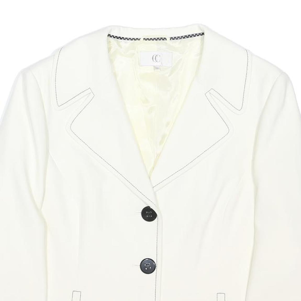 CC Womens White Jacket UK 18 Polyester Blend Button Classic Formal