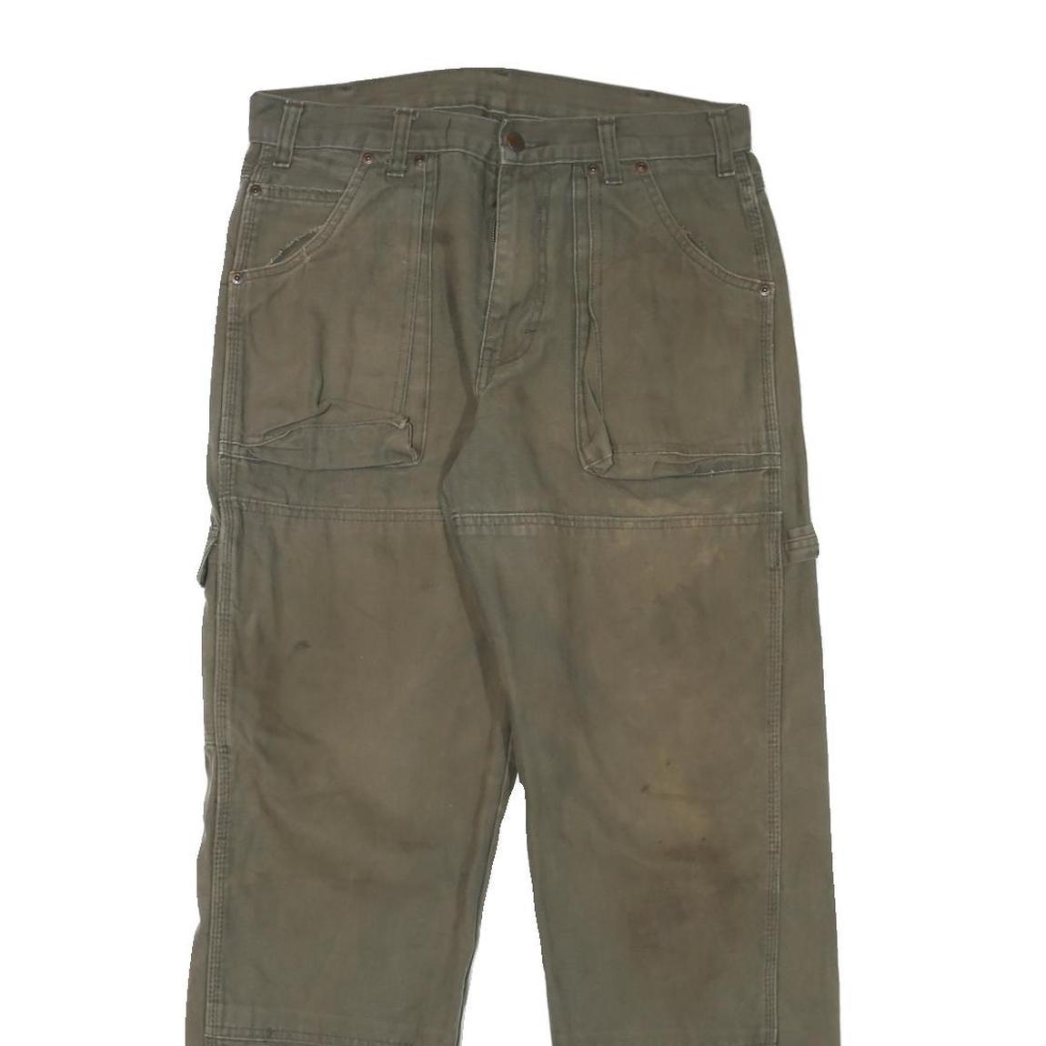 DICKIES Mens Cotton Blend Green Regular Straight Trousers W30 L31 Workwear Zip