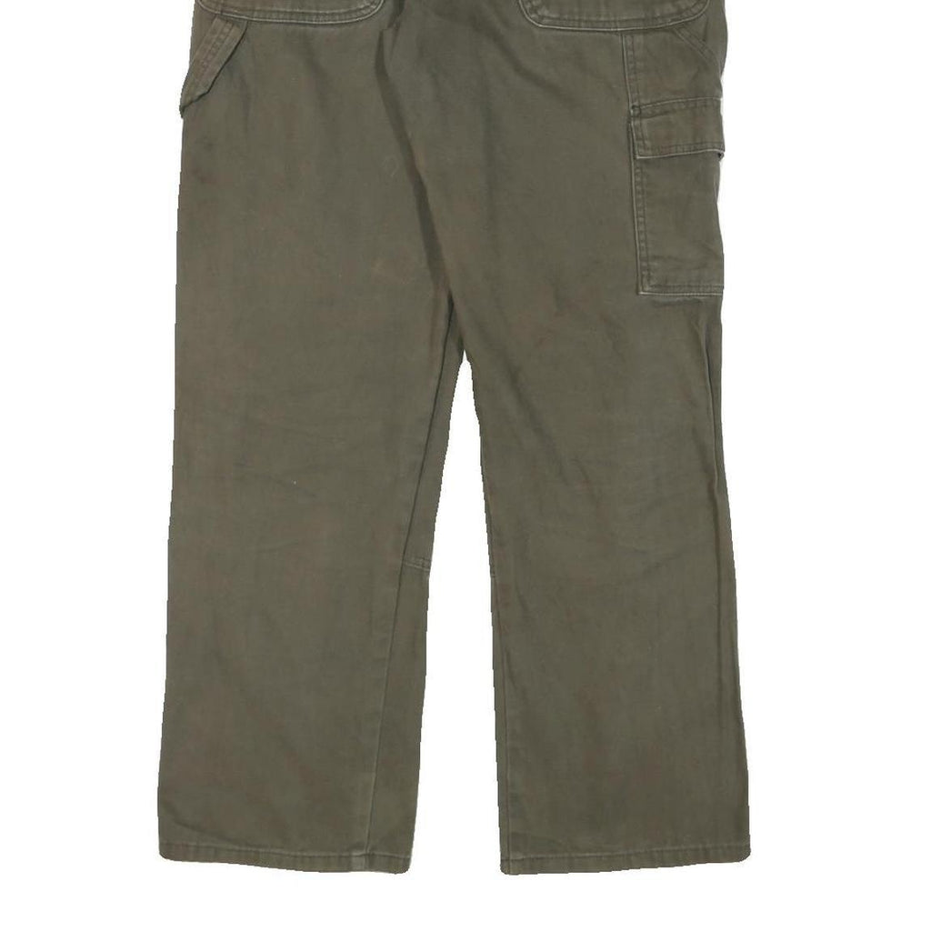 DICKIES Mens Cotton Blend Green Regular Straight Trousers W30 L31 Workwear Zip