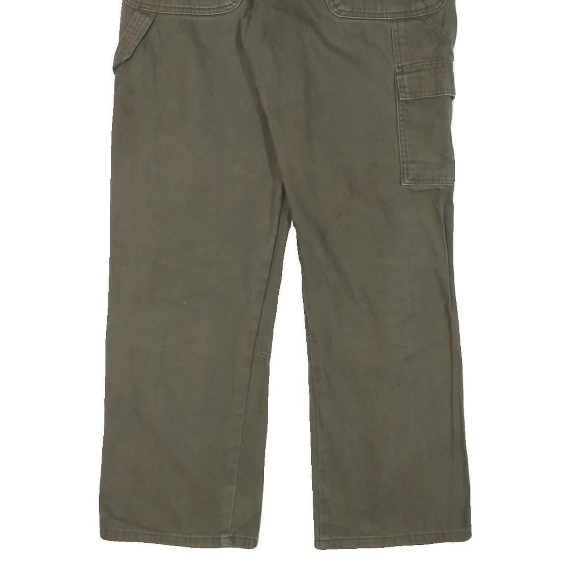 DICKIES Mens Cotton Blend Green Regular Straight Trousers W30 L31 Workwear Zip