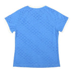 ADIDAS ORIGINALS Womens Blue & White Modern T-Shirt UK 12 Short Sleeve V-Neck