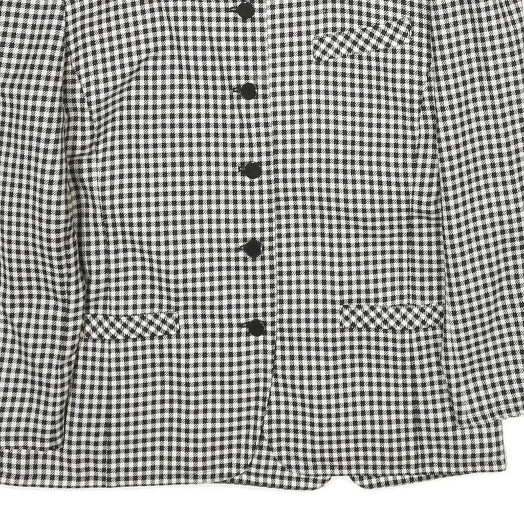 SMARTI STYLE Womens Black & White Check Jacket UK 12 Wool Blend Button Closure