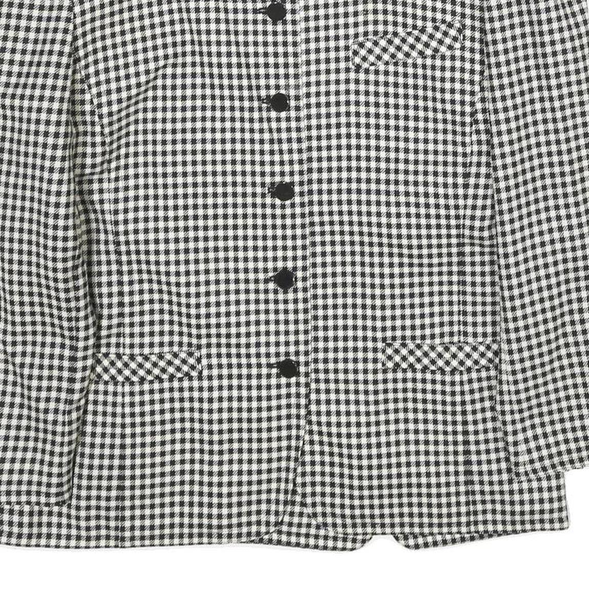 SMARTI STYLE Womens Black & White Check Jacket UK 12 Wool Blend Button Closure