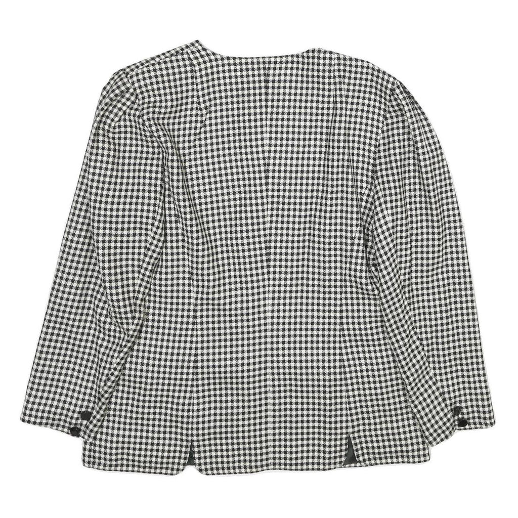 SMARTI STYLE Womens Black & White Check Jacket UK 12 Wool Blend Button Closure