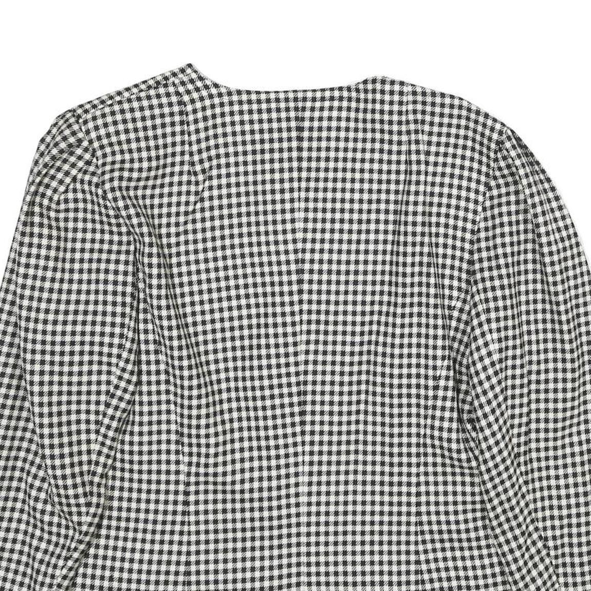 SMARTI STYLE Womens Black & White Check Jacket UK 12 Wool Blend Button Closure