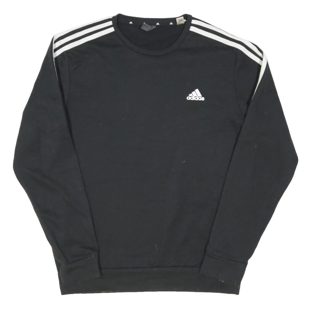 ADIDAS Mens Black Crew Neck Sweatshirt Size M Athletic Cotton Blend Casual