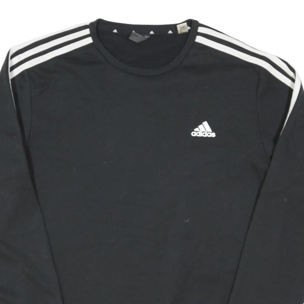 ADIDAS Mens Black Crew Neck Sweatshirt Size M Athletic Cotton Blend Casual