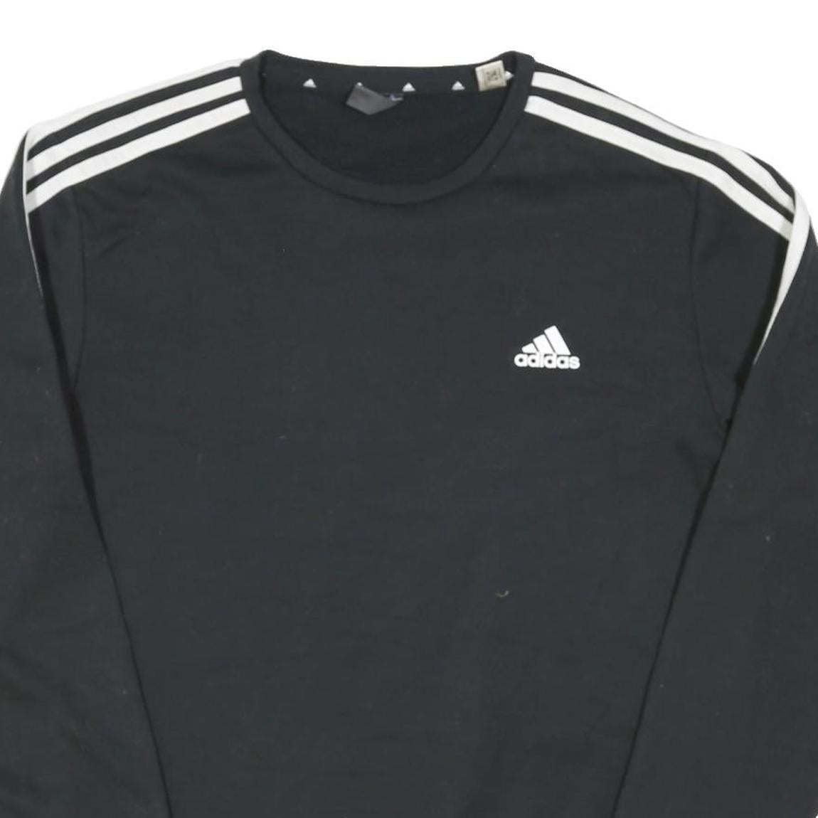 ADIDAS Mens Black Crew Neck Sweatshirt Size M Athletic Cotton Blend Casual