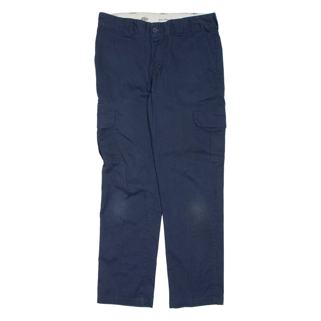 DICKIES Cargo Mens Trousers Blue Slim Straight W32 L30