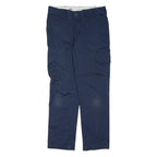 DICKIES Cargo Mens Trousers Blue Slim Straight W32 L30