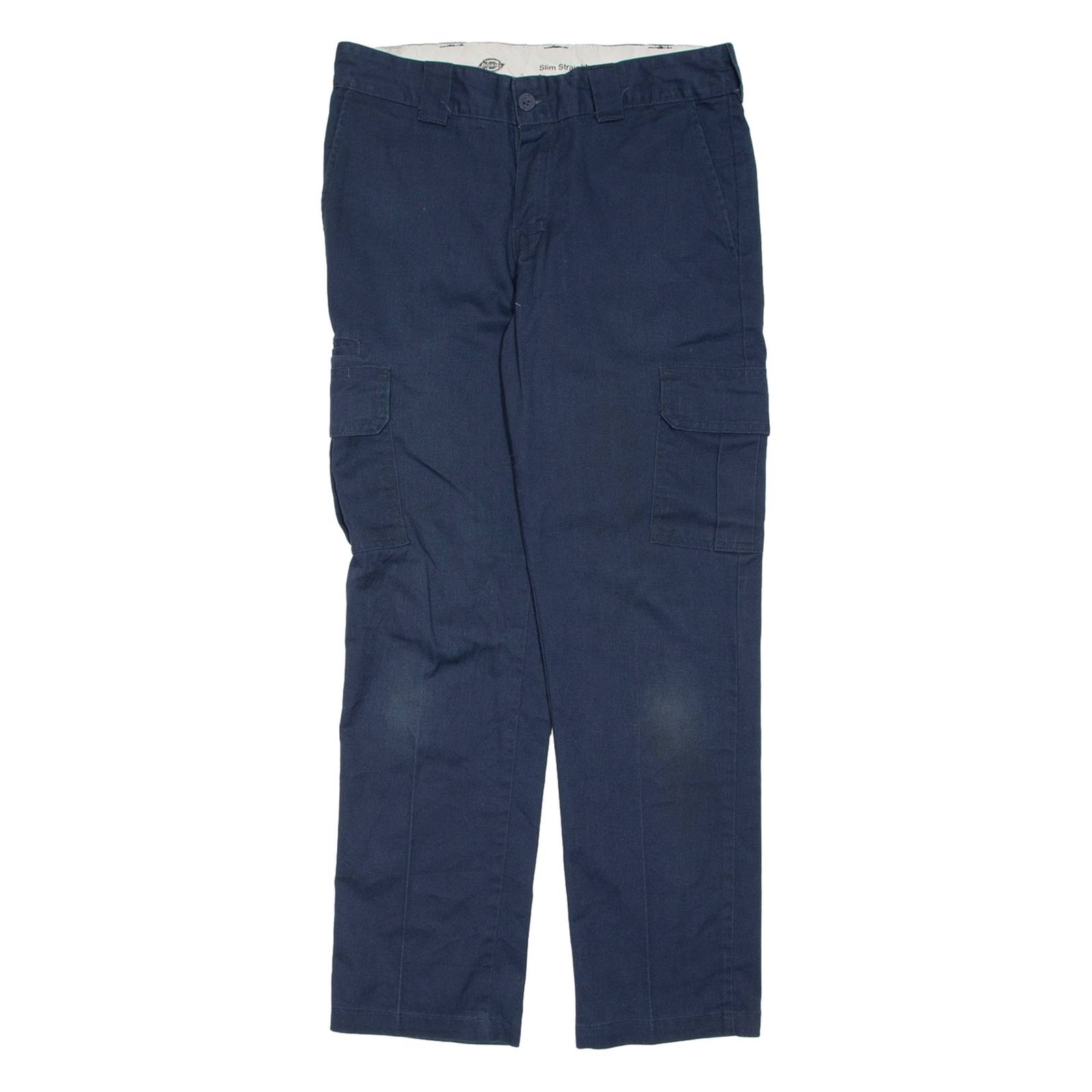 DICKIES Cargo Mens Trousers Blue Slim Straight W32 L30