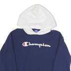 CHAMPION Womens Navy & White Hoodie S Cotton Blend Casual Pullover