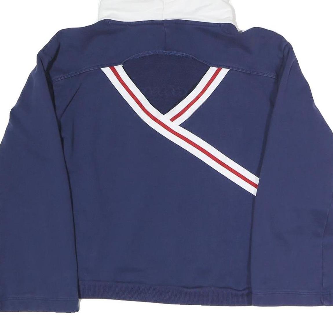 CHAMPION Womens Navy & White Hoodie S Cotton Blend Casual Pullover