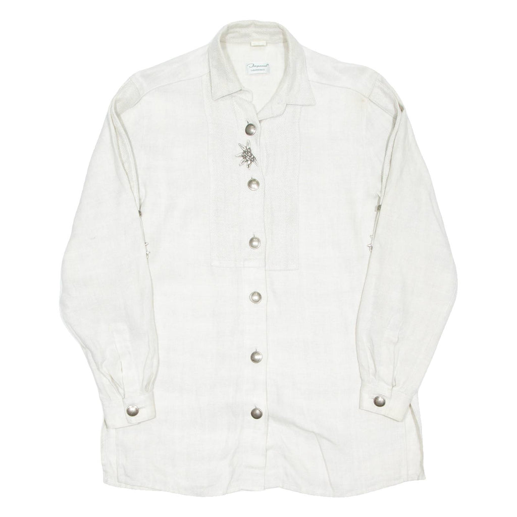 Mens Plain Shirt Beige Long Sleeve M