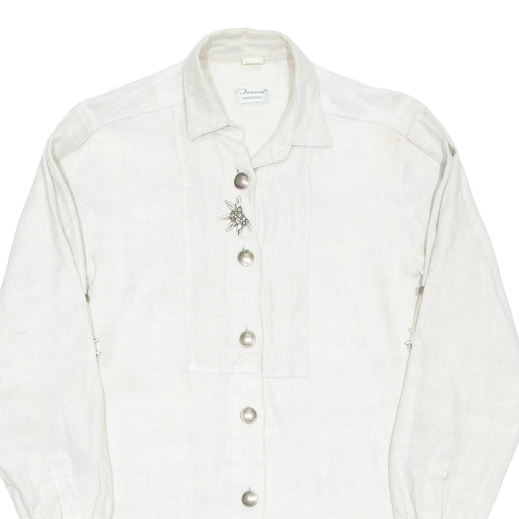 Mens Plain Shirt Beige Long Sleeve M