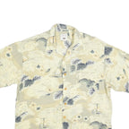 ORIGINAL ISLAND SPORT Mens Beige & Grey Hawaiian Shirt M Beach Casual Relaxed