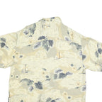 ORIGINAL ISLAND SPORT Mens Beige & Grey Hawaiian Shirt M Beach Casual Relaxed