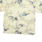 ORIGINAL ISLAND SPORT Mens Beige & Grey Hawaiian Shirt M Beach Casual Relaxed