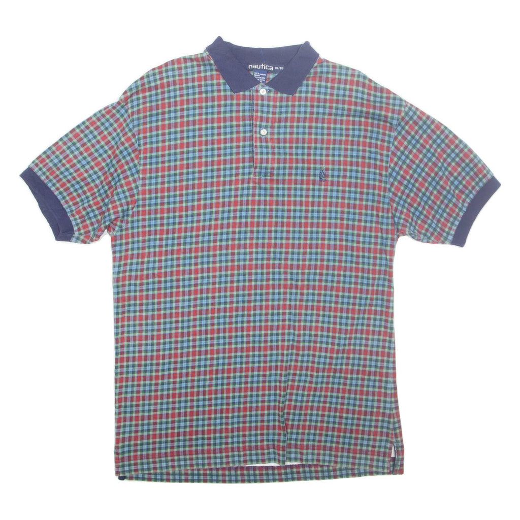 NAUTICA Mens Polo Shirt Blue Check 2XL