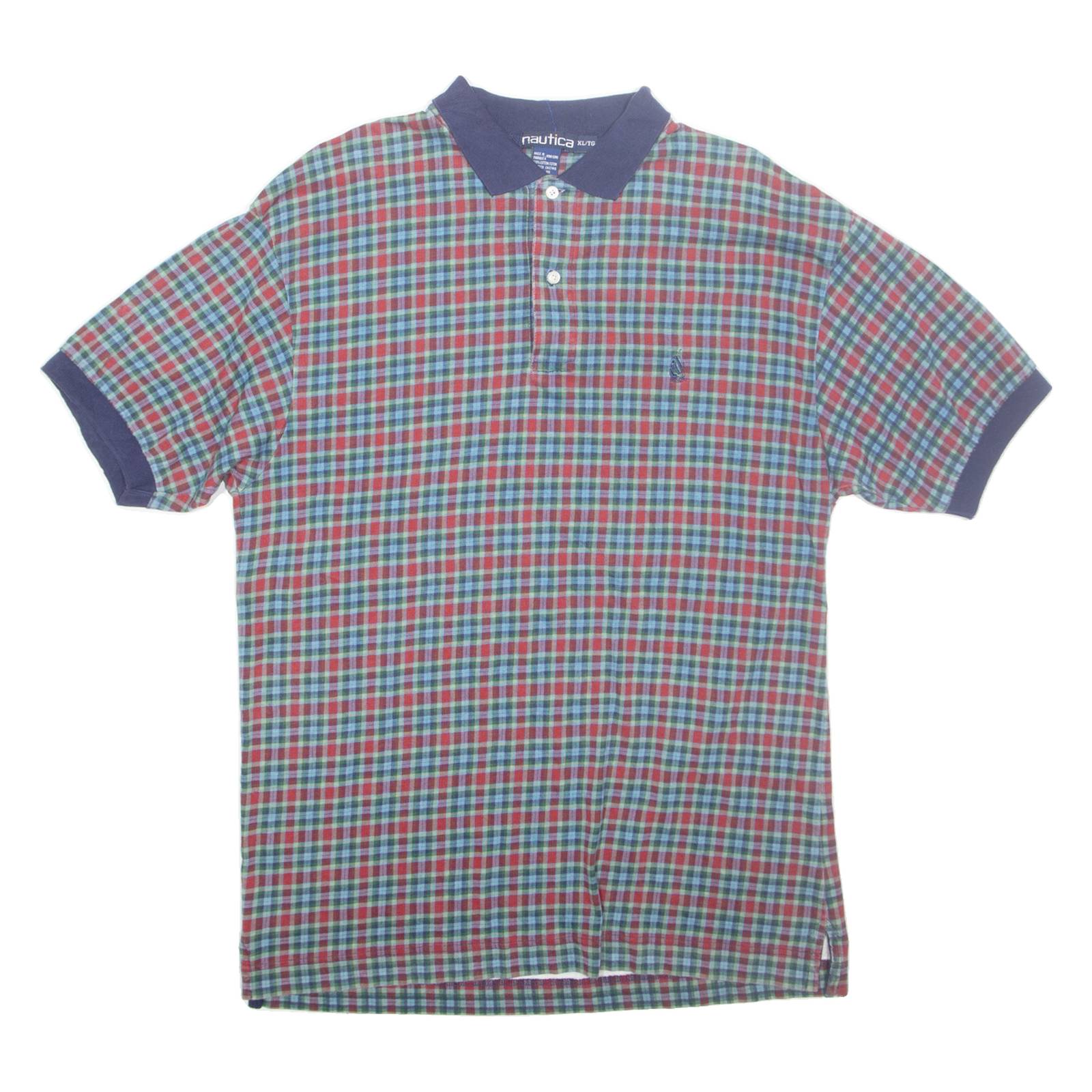NAUTICA Mens Polo Shirt Blue Check 2XL