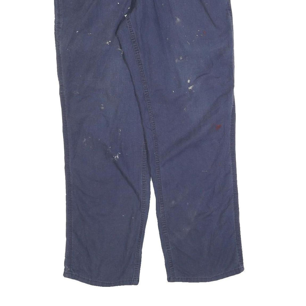 CARHARTT Mens Cotton Blend Navy Relaxed Straight Trousers W34 L32 Workwear Zip